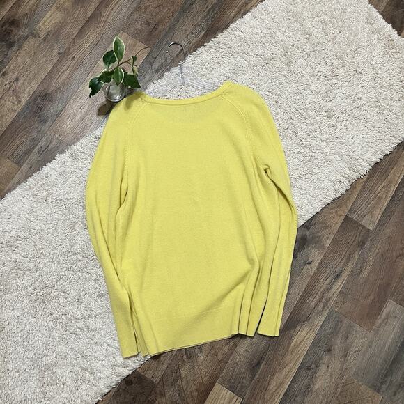 Halogen Size Large Yellow Crewneck Pullover 100% Cashmere Sweater - Picture 5 of 5